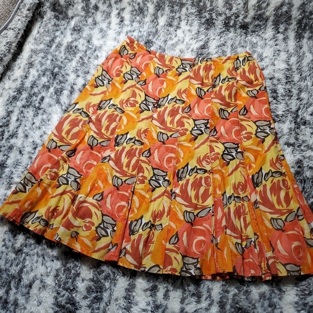 NIC+ZOE Orange And Red Floral Cotton Skirt - Picture 5 of 11